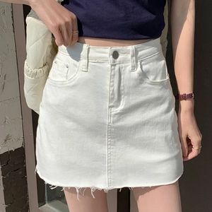 White jean skirt mini